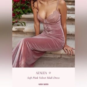 House of CB Soft Pink Velvet Midi Dress